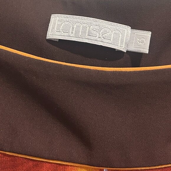 Tamsen Designer Orange and Brown Blouse with Belt Women’s Size 6 - Picture 2 of 7